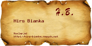 Hirs Bianka névjegykártya